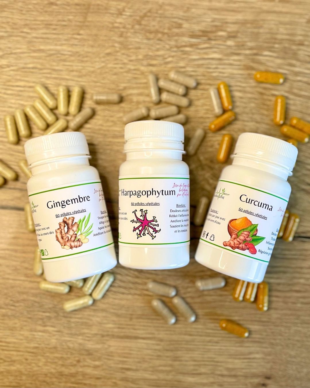 Pack articulation, mobilité et souplesse - Gélules naturelles de curcuma, gingembre et harpagophytum - Pharmadine