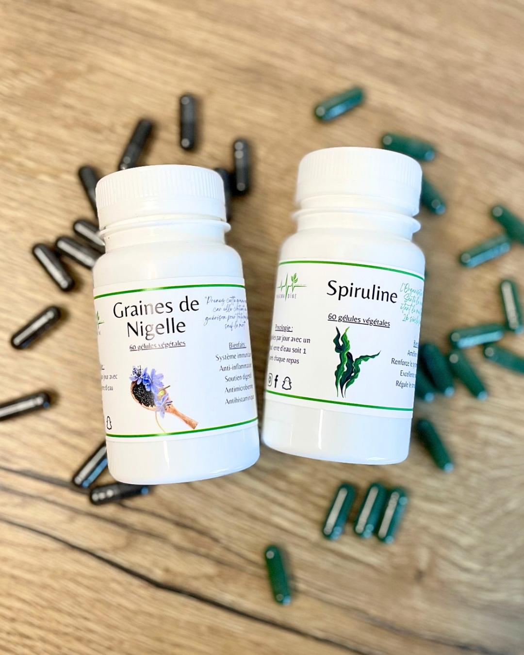 Pack Immunité et Vitalité Gélules naturelles de nigelle et de spiruline pour renforcer les défenses - Pharmadine
